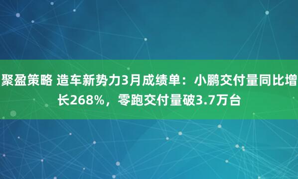 聚盈策略 造车新势力3月成绩单：小鹏交付量同比增长268%，零跑交付量破3.7万台