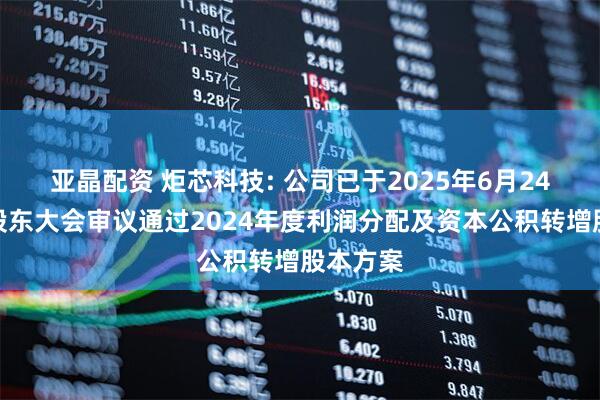 亚晶配资 炬芯科技: 公司已于2025年6月24日召开股东大会审议通过2024年度利润分配及资本公积转增股本方案