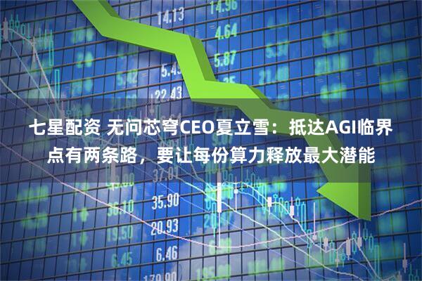 七星配资 无问芯穹CEO夏立雪：抵达AGI临界点有两条路，要让每份算力释放最大潜能